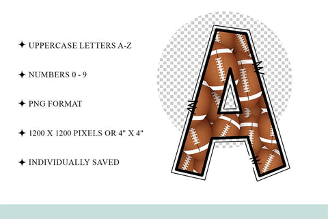 Football Hand Drawn Doodle Letter Alphabet Set Sublimation BijouBay 