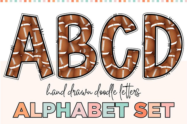 Football Hand Drawn Doodle Letter Alphabet Set Sublimation BijouBay 
