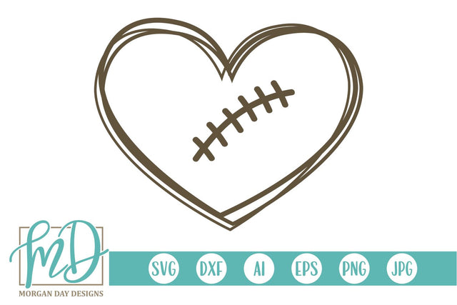 Football Heart Outline SVG Morgan Day Designs 