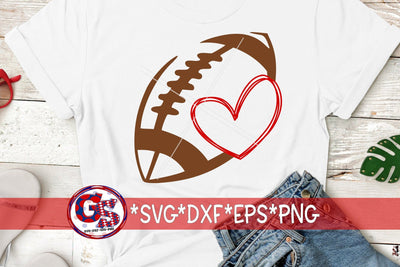 Football Heart SVG DXF EPS PNG SVG Greedy Stitches 