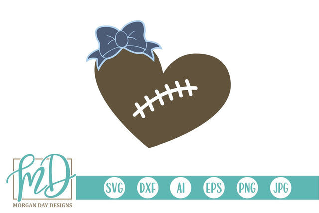 Football Heart with Bow SVG Morgan Day Designs 