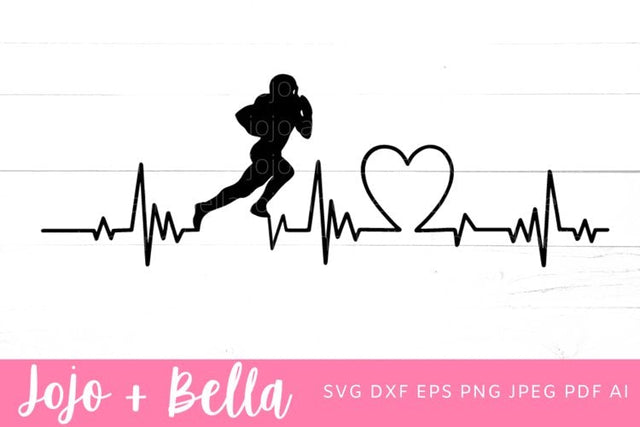 Football Heartbeat SVG, Dxf, Eps, Jpeg, Png, Ai, Pdf, Cut File - Football Svg - Footballer Heartbeat Svg - Football Clipart, Heartbeat Svg SVG Jojo&Bella 
