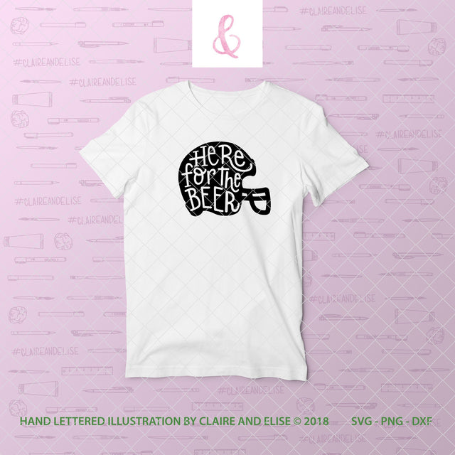 Football Helmet - Here For The Beer - SVG PNG DXF CUT FILE SVG Claire And Elise 