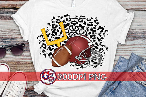 Football Helmet Leopard Maroon PNG for Sublimation Sublimation Greedy Stitches 