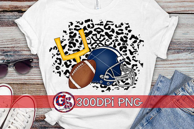 Football Helmet Leopard Navy PNG for Sublimation Sublimation Greedy Stitches 