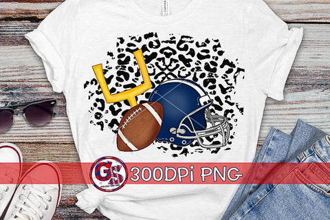 Football Helmet Leopard Navy PNG for Sublimation Sublimation Greedy Stitches 