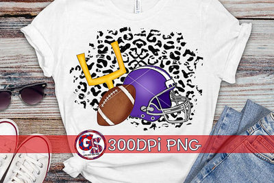 Football Helmet Leopard Purple PNG for Sublimation Sublimation Greedy Stitches 