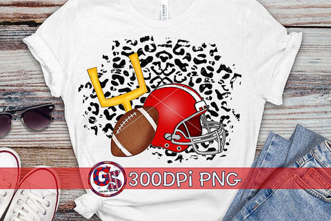 Football Helmet Leopard Red PNG for Sublimation Sublimation Greedy Stitches 