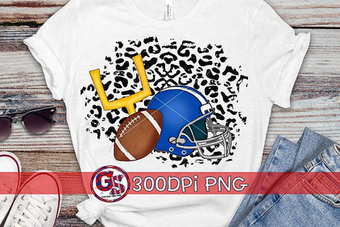 Football Helmet Leopard Royal Blue PNG for Sublimation Sublimation Greedy Stitches 