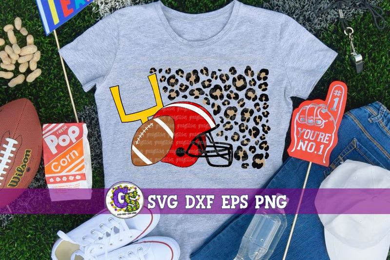 Football Helmet Leopard SVG DXF EPS PNG SVG Greedy Stitches 