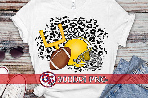 Football Helmet Leopard Yellow PNG for Sublimation Sublimation Greedy Stitches 