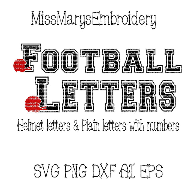 Football Helmet Letters SVG MissMarysEmbroidery