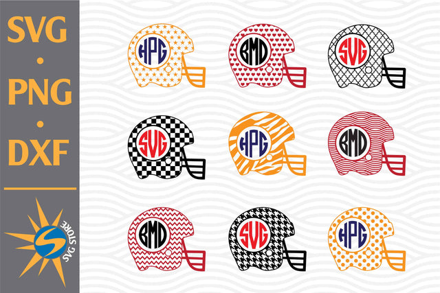 Football Helmet Pattern Monogram SVG, PNG, DXF Digital Files Include SVG SVGStoreShop 