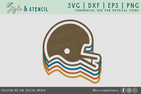 Football Helmet Retro SVG SVG Style and Stencil 