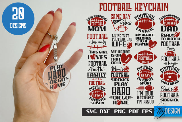 Football Keychain SVG Bundle | Football Mom SVG | Sports Mom SVG SVG Fly Design 