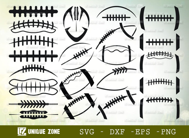 Football Laces SVG Bundle, Football Silhouette Svg, Football Skeleton Svg, Football Stitches Svg, American Football Svg, Rugby Ball Laces Svg SVG Unique Zone 