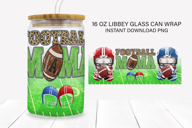 Football Mama Gnomes & Leopard Print Libbey Glass Wrap Sublimation BijouBay 