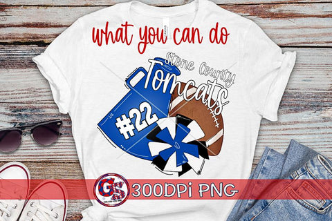 Football Megaphone Pom Pom Navy and Red PNG for Sublimation Sublimation Greedy Stitches 