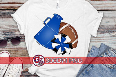 Football Megaphone Pom Pom Royal Blue PNG for Sublimation Sublimation Greedy Stitches 