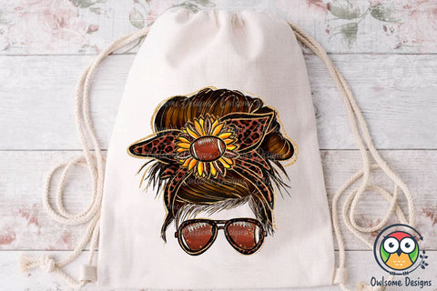 Football Messy Bun Sublimation Sublimation Owlsome.Designs 