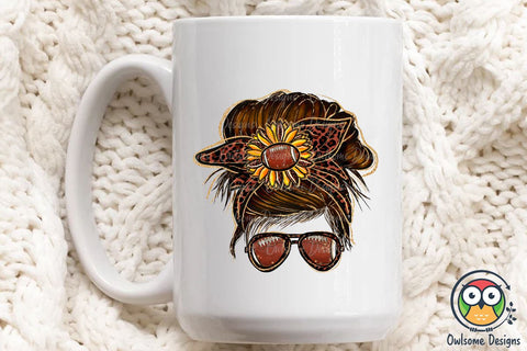 Football Messy Bun Sublimation Sublimation Owlsome.Designs 