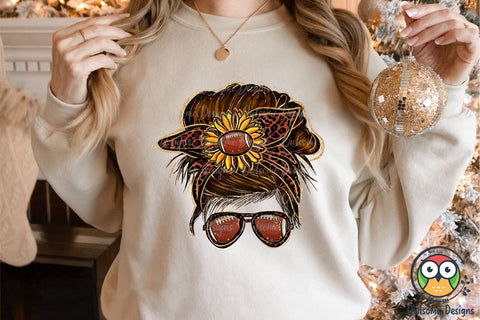 Football Messy Bun Sublimation Sublimation Owlsome.Designs 