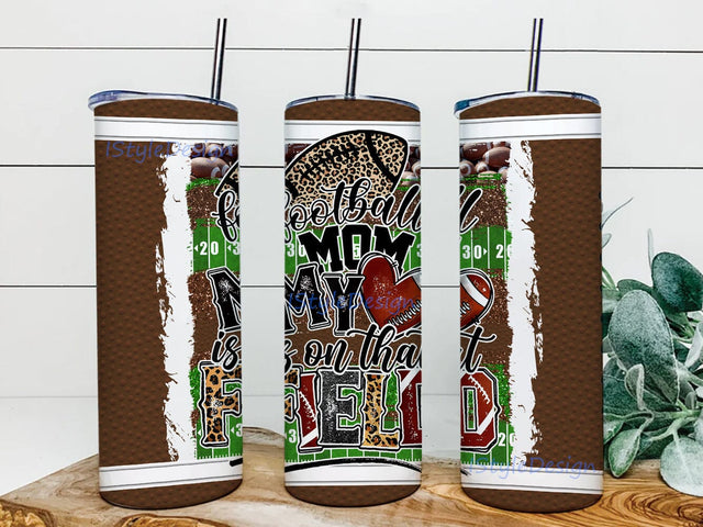 Football Mom 20oz Skinny Tumbler, My Heart Is On That Field Tumbler Png, Football Tumbler Wrap, Football Leopard Design Png, Sport Mom Sublimation Design, Digital Download Sublimation iStyleDesign 