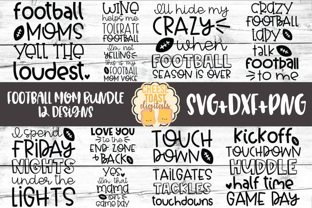 Football Mom Bundle - SVG PNG DXF Cut Files SVG Cheese Toast Digitals 