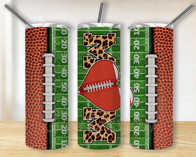 Football Mom Heart on Field Leather 20 oz Skinny Tumbler Sublimation Design Template Design Digital Download Sublimation BouDesign 