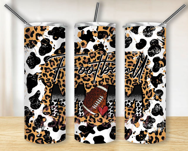 Football Mom Leopard 20oz Skinny Tumbler Sublimation Designs for Straight/Tapered Tumbler Design - PNG Digital Download Sublimation BouDesign 