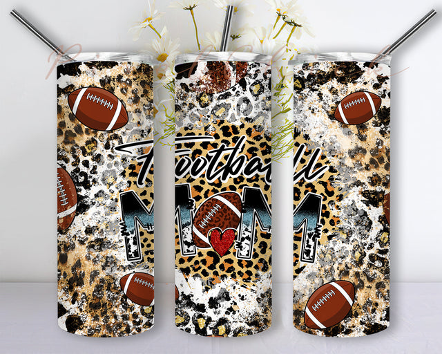 Football Mom Leopard Designs Template Straight PNG File Download, football mom sport 20oz Skinny Tumbler Sublimation PixelChick 