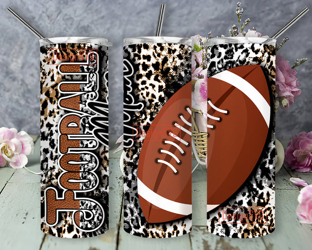 Football Mom Leopard Designs Template Straight PNG File Download, football mom sport tumbler design 20oz Skinny Tumbler Sublimation DesignSVG 