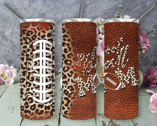 Football Mom Leopard Designs Template Straight PNG File Download, football mom sport tumbler design 20oz Skinny Tumbler Sublimation DesignSVG 