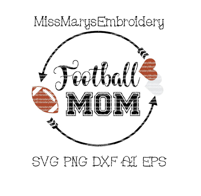 Football Mom Monogram Arrow Ring SVG MissMarysEmbroidery 