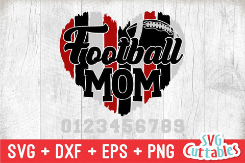 Football Mom svg - Football Cut File - svg - eps - dxf - png - Heart Paint Strokes - Football Mom - Silhouette - Cricut - Digital File SVG Svg Cuttables 