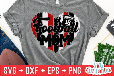 Football Mom svg - Football Cut File - svg - eps - dxf - png - Heart Paint Strokes - Football Mom - Silhouette - Cricut - Digital File SVG Svg Cuttables 