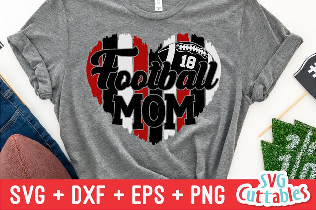 Football Mom svg - Football Cut File - svg - eps - dxf - png - Heart Paint Strokes - Football Mom - Silhouette - Cricut - Digital File SVG Svg Cuttables 
