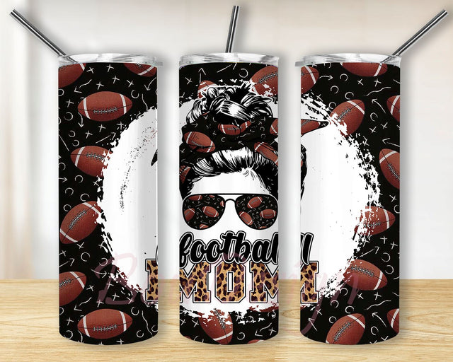 Football Mom Tumbler PNG, Football Mama Leopard Tumbler Sublimation Design Download, Seamless 20oz Skinny Tumbler Design PNG Sublimation BouDesign 
