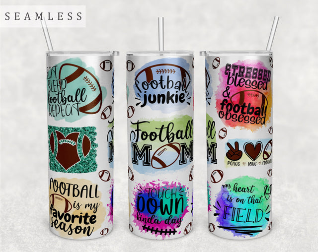 Football Mom Tumbler Wrap, 20oz Skinny Tumbler Sublimation Design, Football Quotes Tumbler PNG Sublimation HappyDesignStudio 