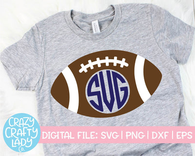 Football Monogram Frame | Sports SVG Cut File SVG Crazy Crafty Lady Co. 