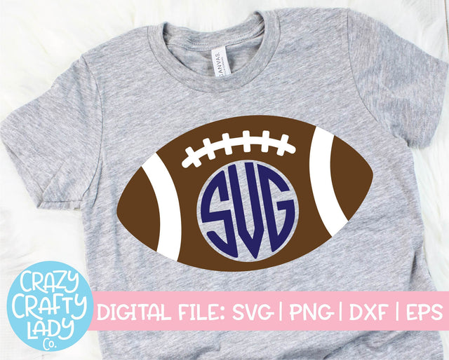 Football Monogram Frame | Sports SVG Cut File SVG Crazy Crafty Lady Co. 