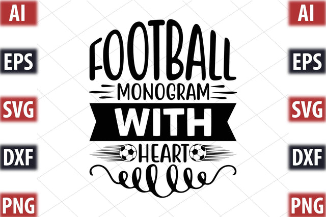 Football Monogram with heart SVG SVGista 