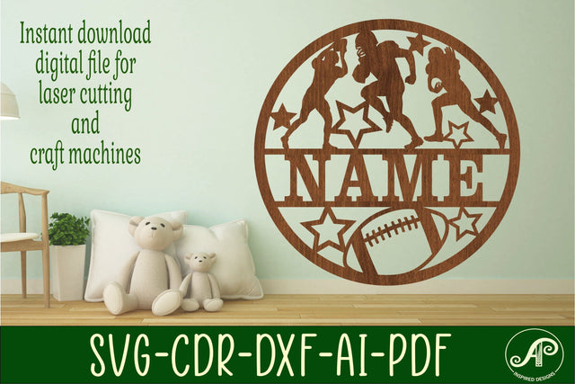 Football name sign svg laser cut template SVG APInspireddesigns 