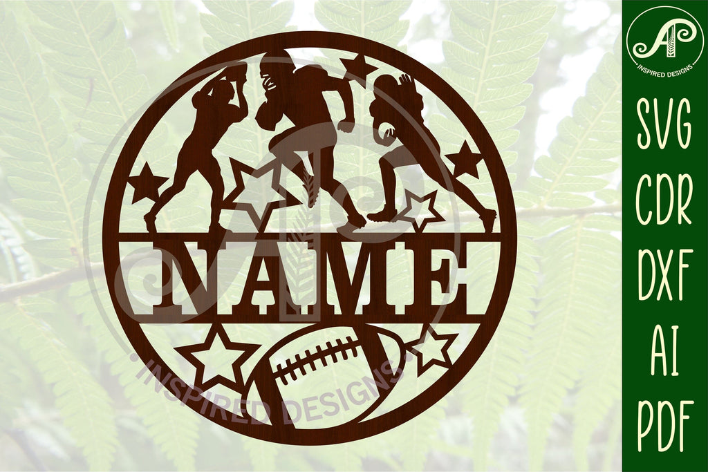 Football name sign svg laser cut template So Fontsy