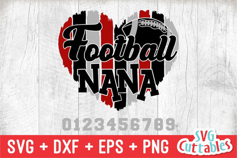 Football Nana svg - Football Cut File - svg - eps - dxf - png - Heart Paint Strokes - Football Grandma - Silhouette - Cricut - Digital File SVG Svg Cuttables 