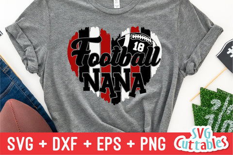 Football Nana svg - Football Cut File - svg - eps - dxf - png - Heart Paint Strokes - Football Grandma - Silhouette - Cricut - Digital File SVG Svg Cuttables 