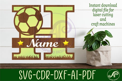 Football or Soccer Monogram H Letter SVG APInspireddesigns 