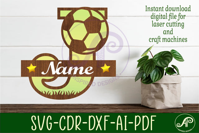 Football or Soccer Monogram J Letter SVG APInspireddesigns 