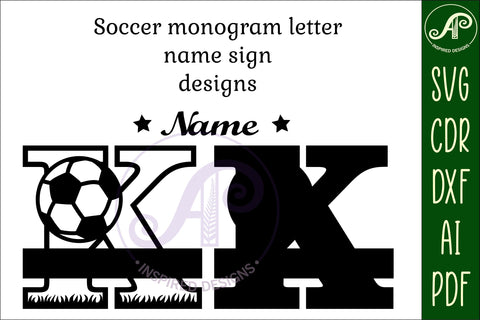 Football or Soccer Monogram K Letter SVG APInspireddesigns 