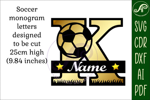 Football or Soccer Monogram K Letter SVG APInspireddesigns 